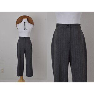 Vintage 90s Gray Poly Blend‎ Trousers size 10P | 31 waist
